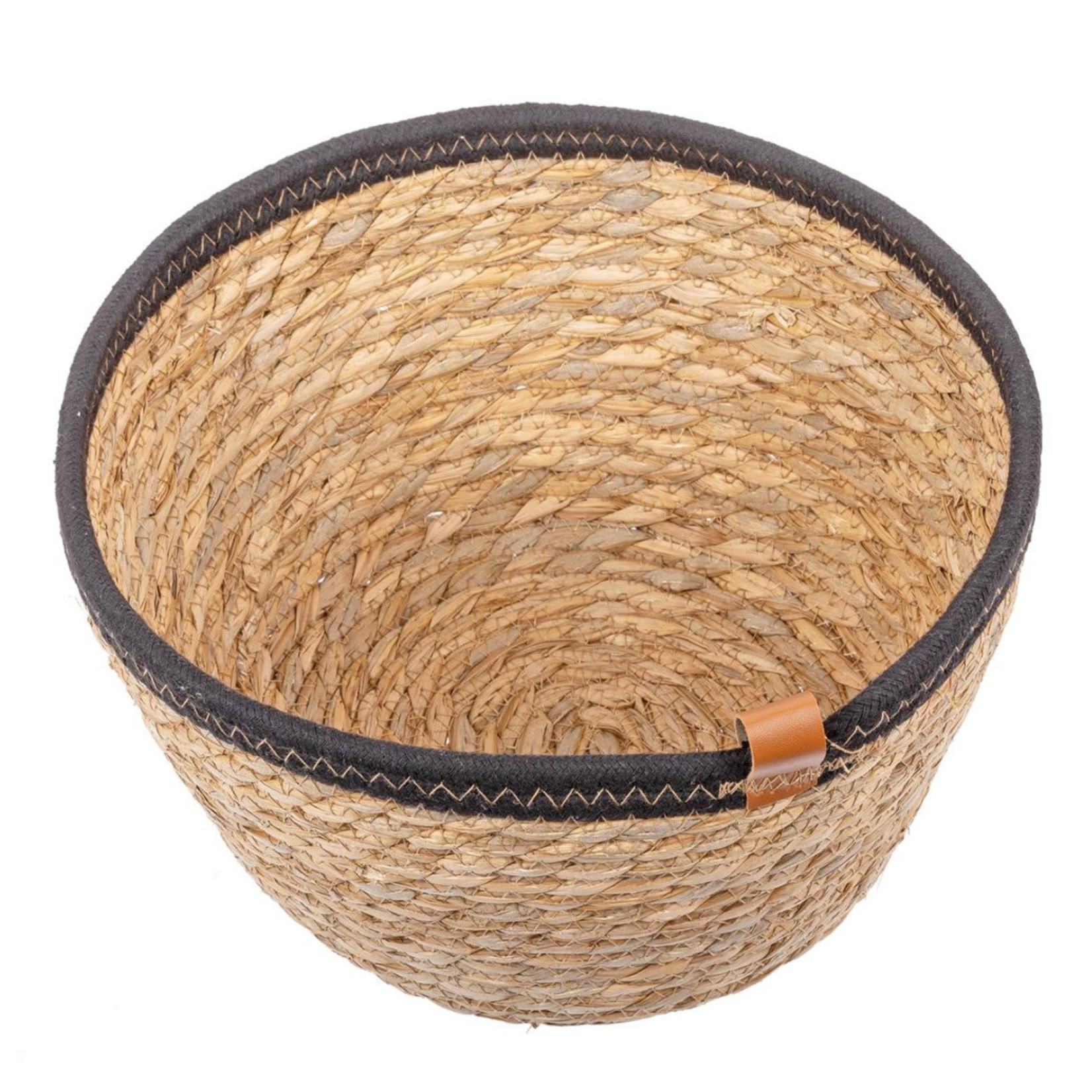 Round Grass Basket w/Black Rim, 10.25"D x 6"H