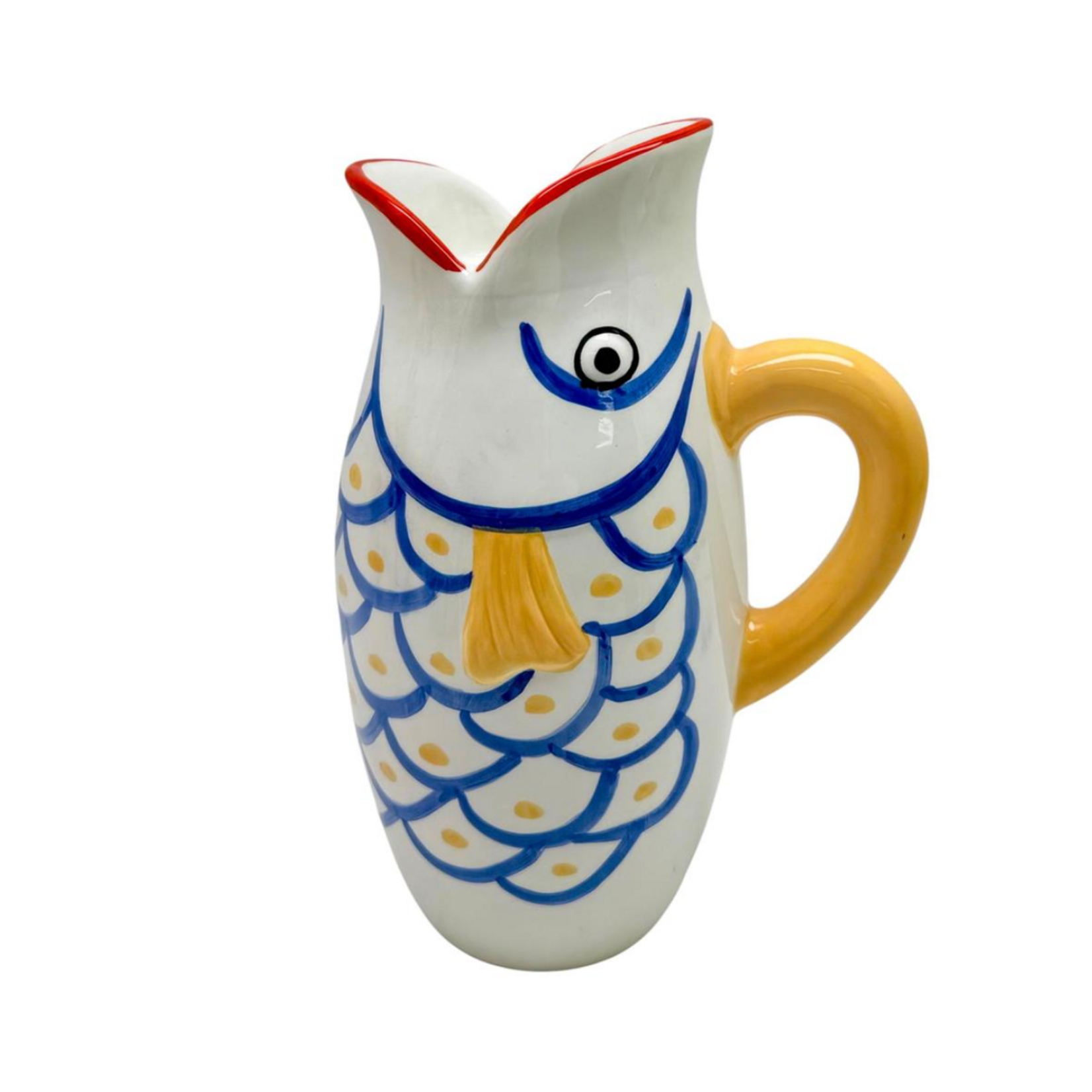 Blue, Yellow Fish Jug / Vase 10'4 H