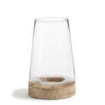 Paulowania Wood & Glass Candle Holder - Medium