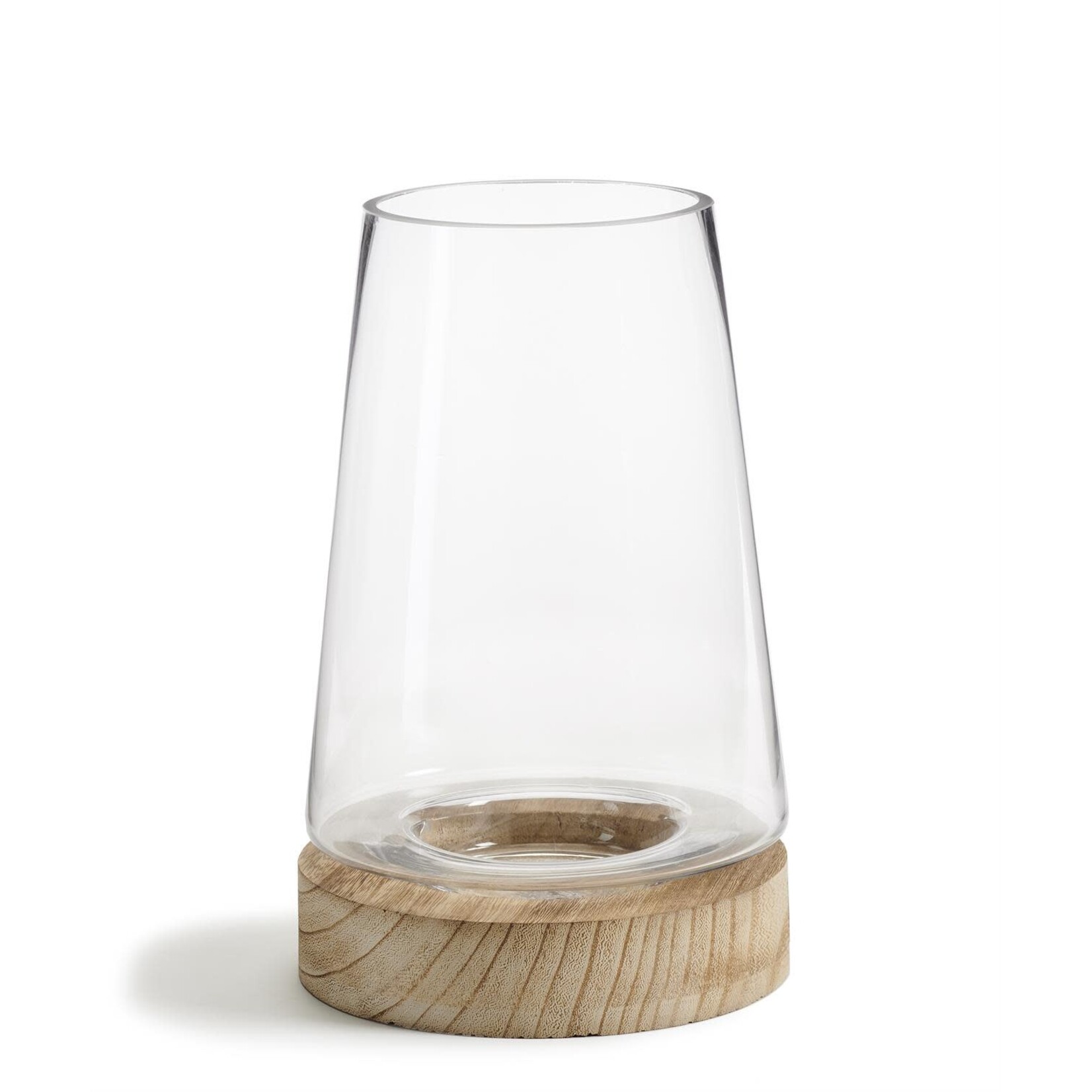 Paulowania Wood & Glass Candle Holder - Medium