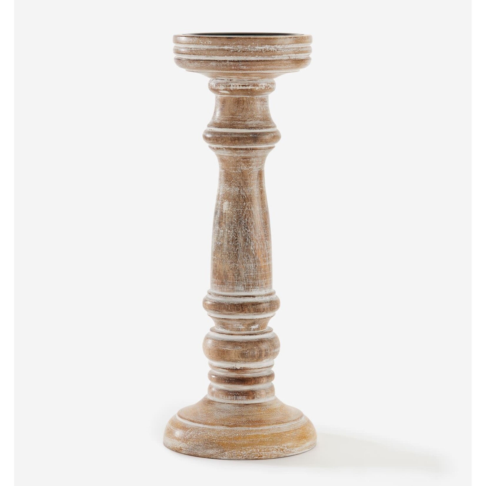 Large Rustic Brown Pillar Candle Holder