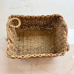 L Grass Rectangle Basket w/Handles