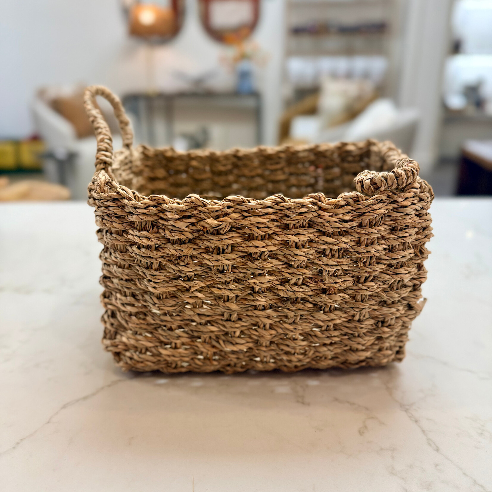 M Grass Rectangle Basket w/Handles