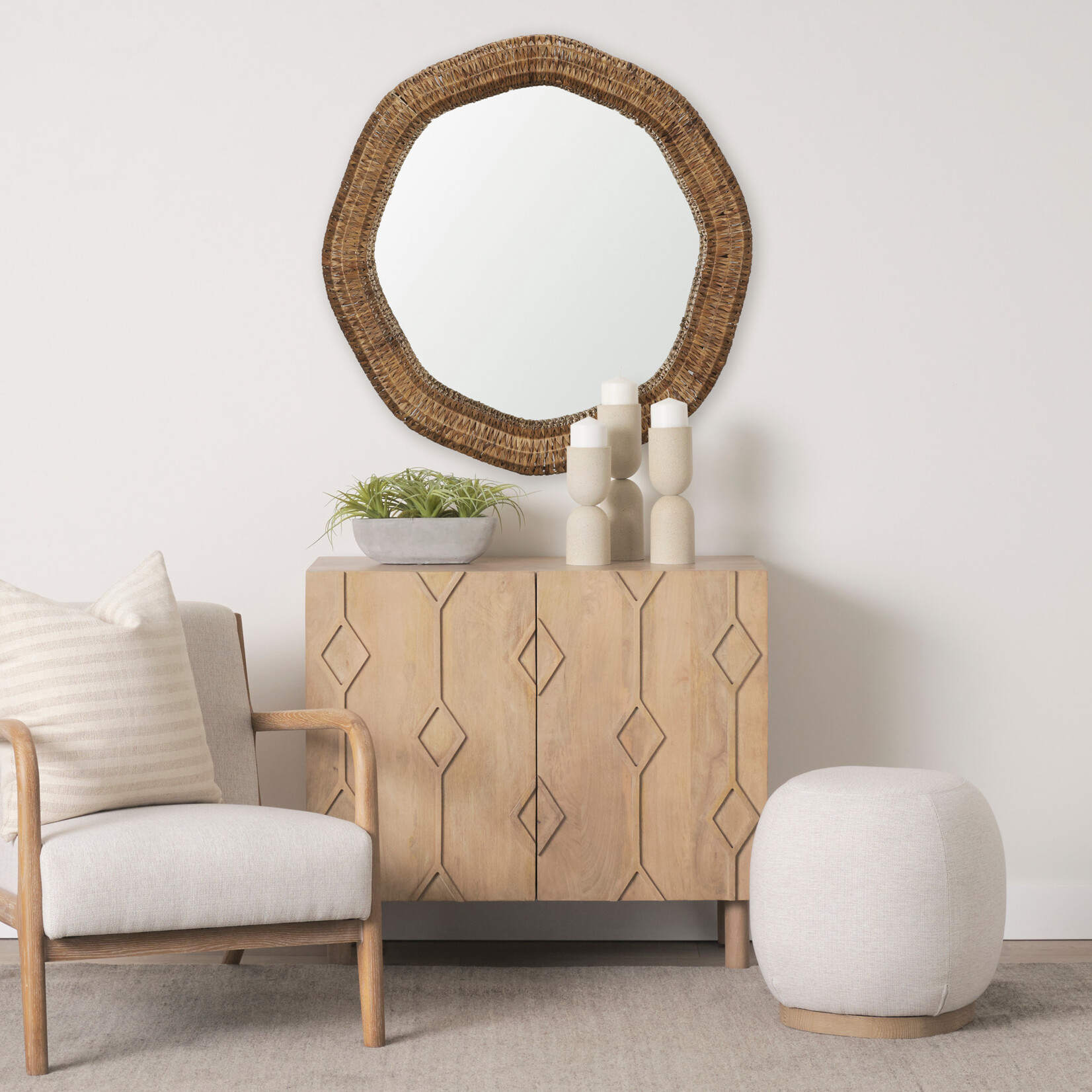 Warrick 36" Woven Water Hyacinth Mirror