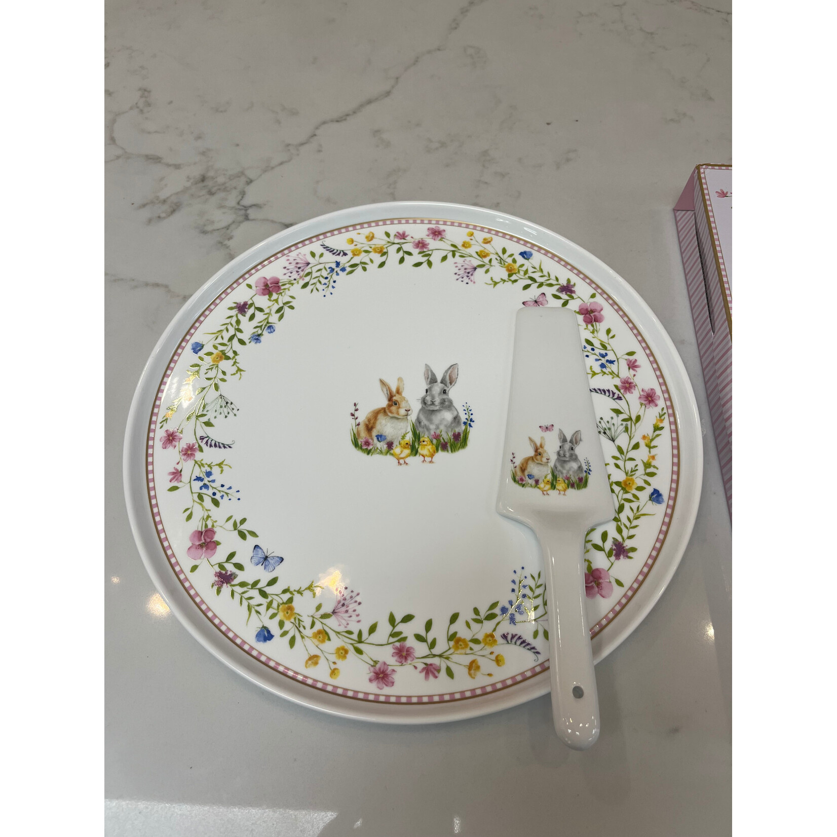Happy Easter Cake Platter with Server - 13" Round