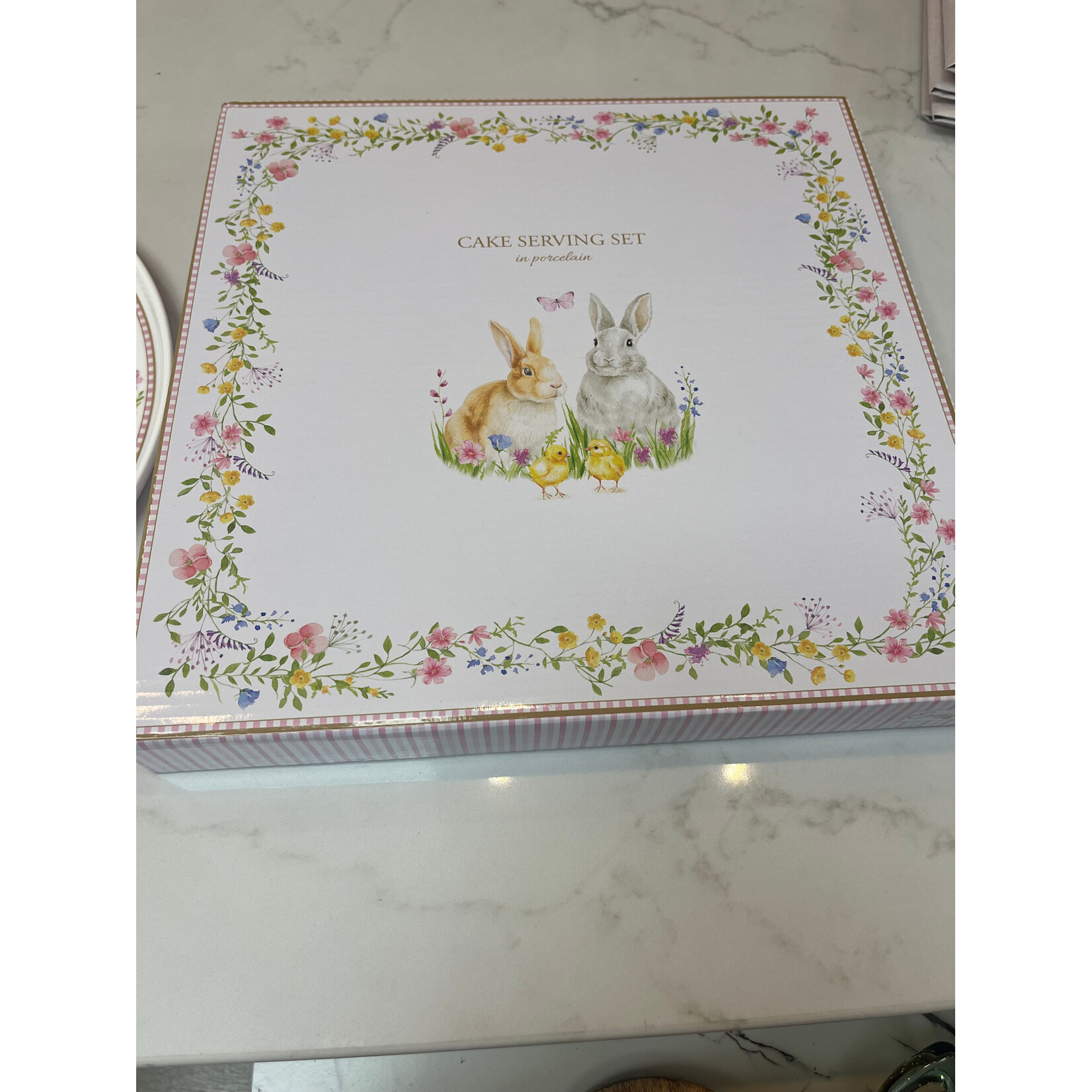 Happy Easter Cake Platter with Server - 13" Round