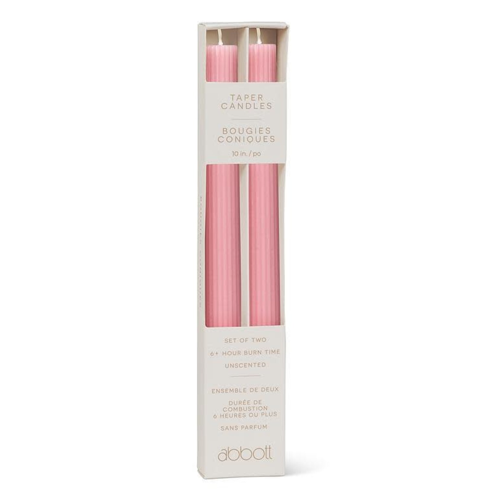 Pink Ridged Taper Candle