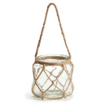 Glass & Rope Candle Holder - Clear
