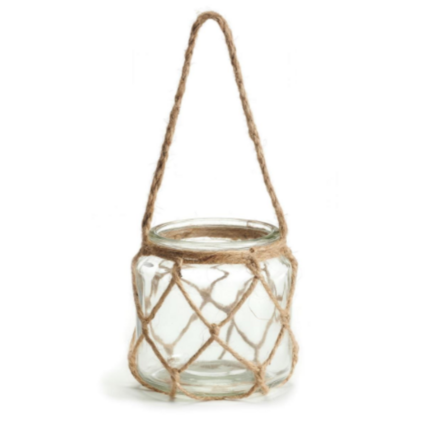 Glass & Rope Candle Holder - Clear