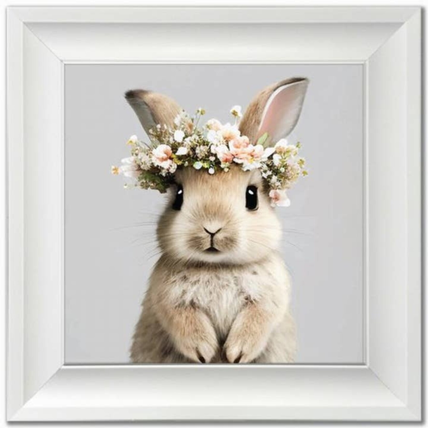 Streamline Art Bunny in Floral Bouquet Framed Wall Art