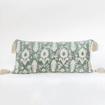Green Cushion with Tassels 12 x 28