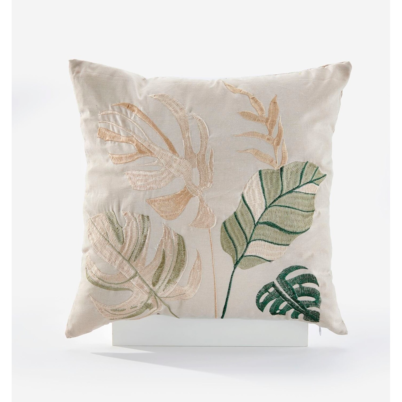 Embroidered Leaf Pillow