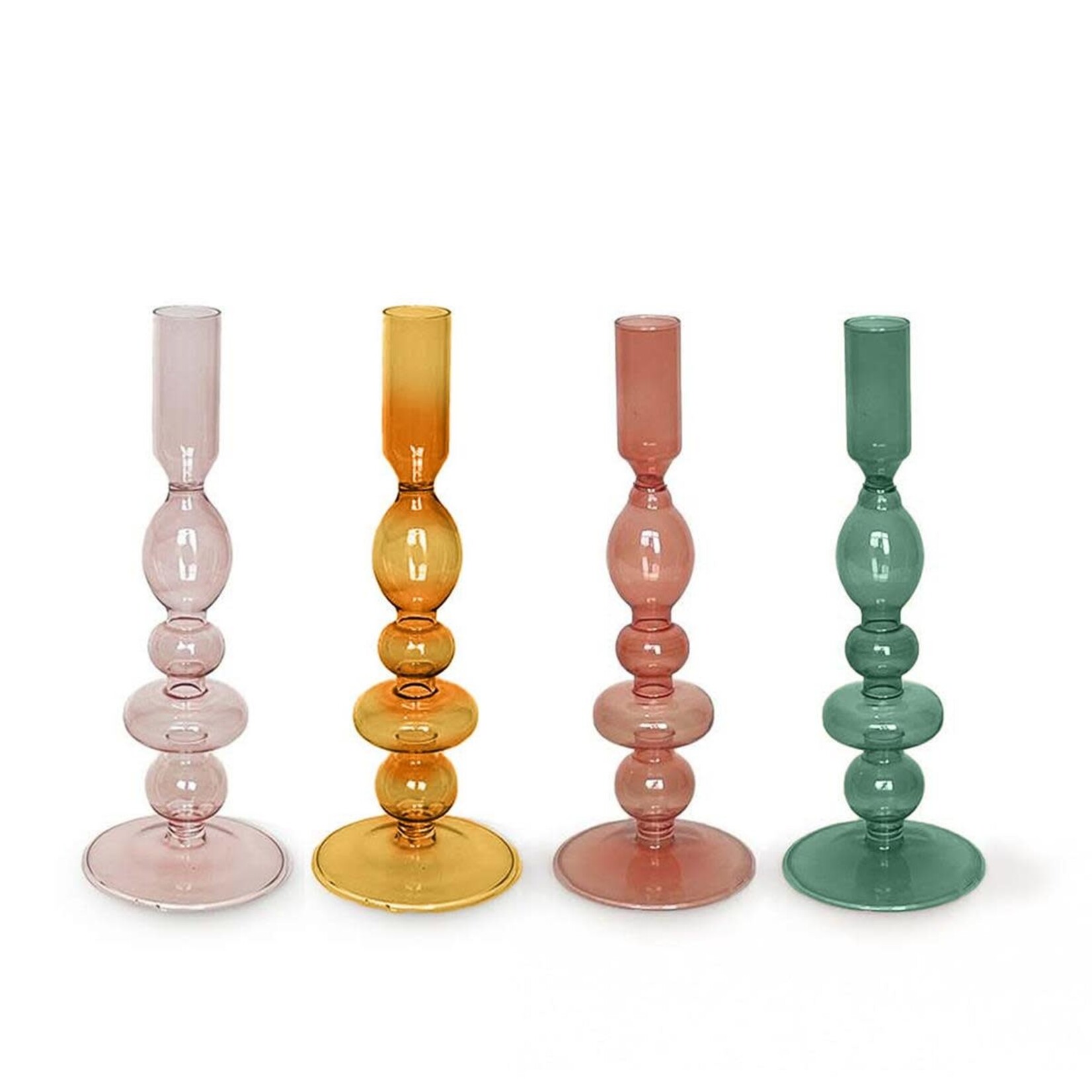Glass Taper Candle Holder, 4/S, 8.66"H