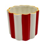 Striped Scallop-Edge Planter, 5.1"D x 4.7"H, Red