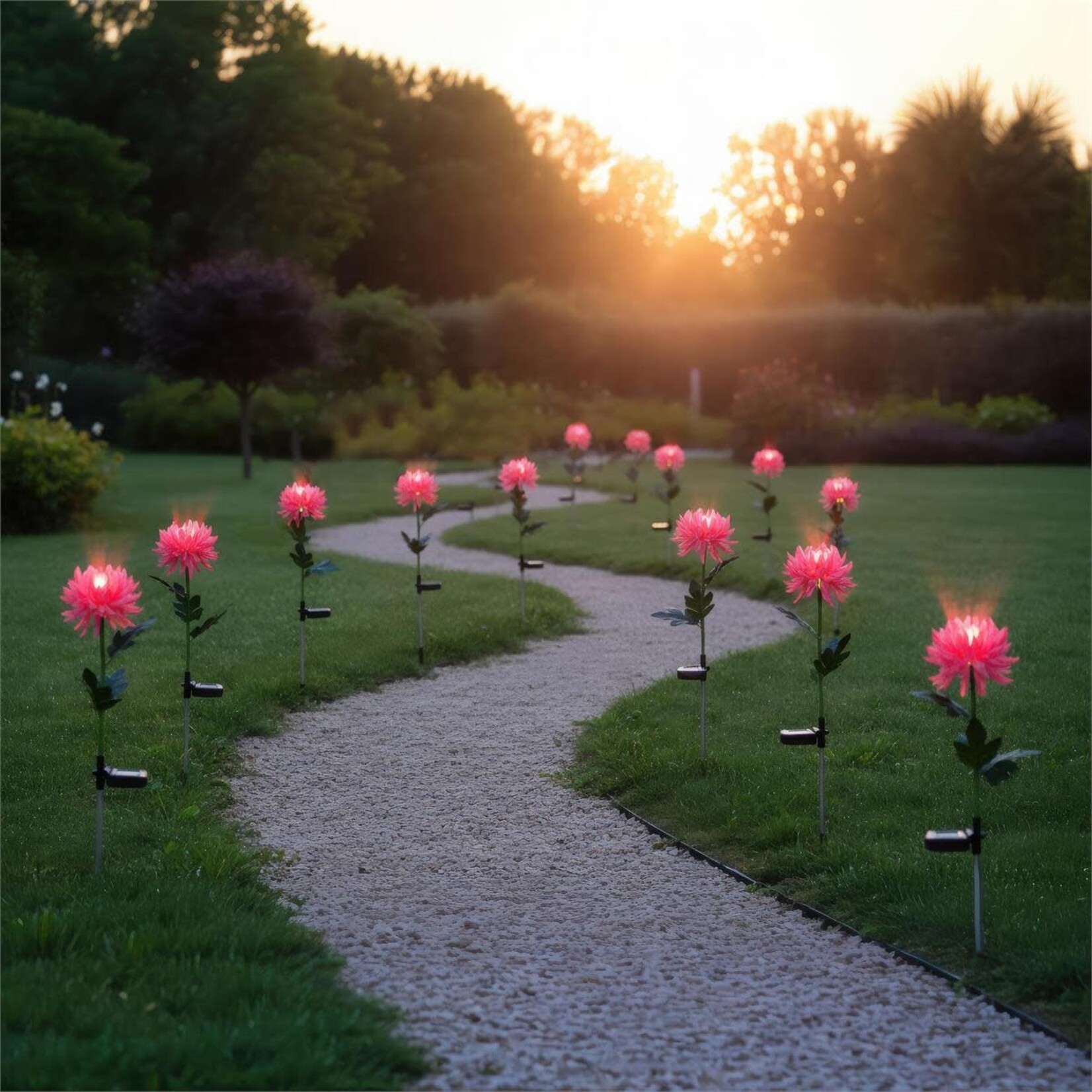 Solar 28.7" Light Up Chrysanthemum Flower Garden Stake Light