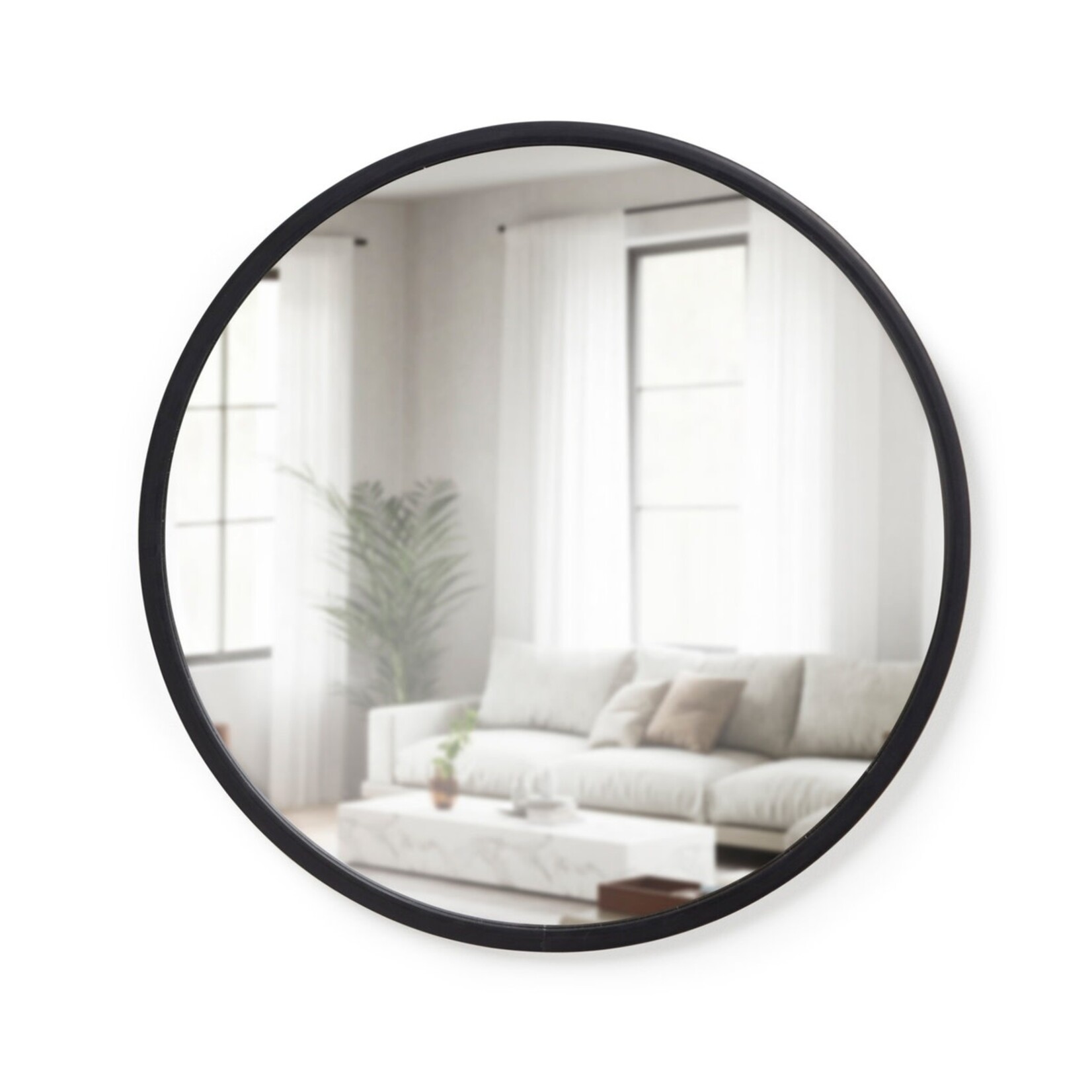 Hub Round Wall Mirror - Black 37"D