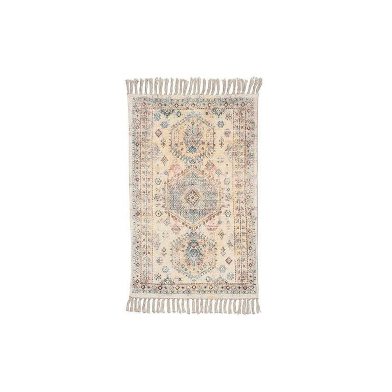 Blue Yellow Printed Floor Rug 2'x3'