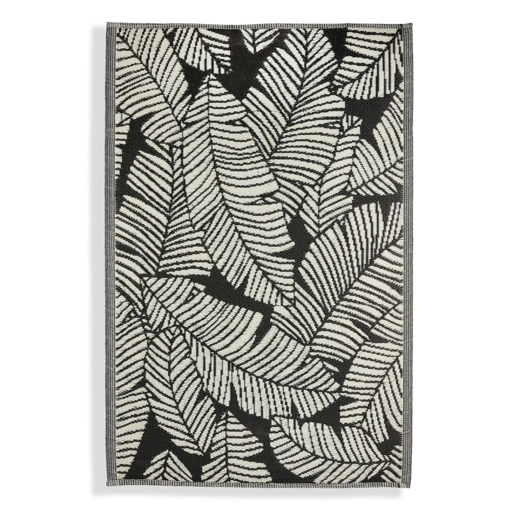 Leaf Outdoor Rug - Black and White 4'x6'