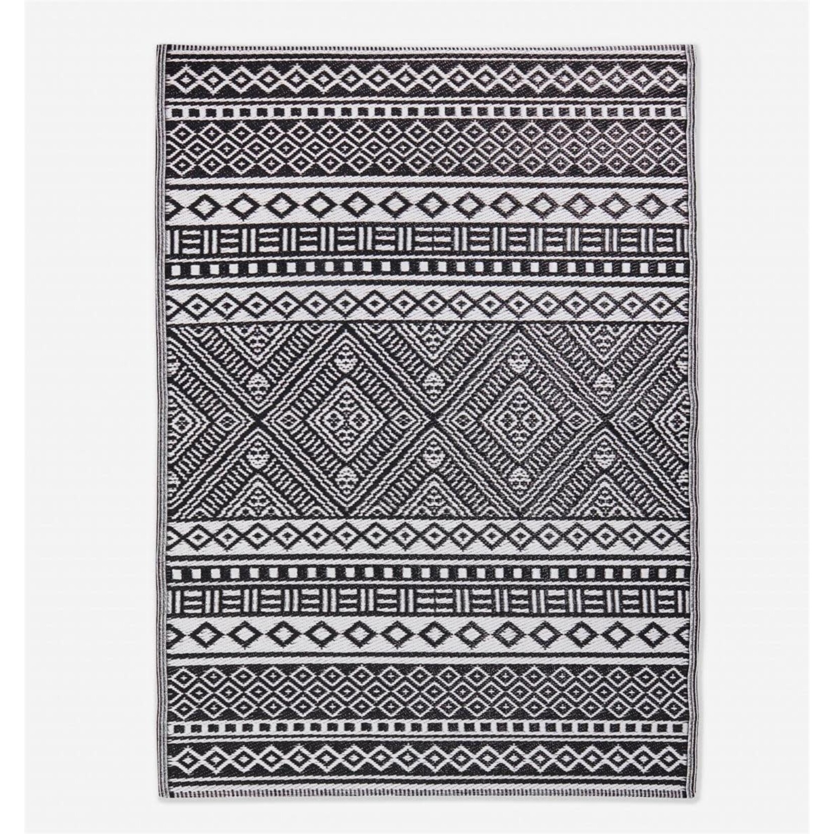 Black and White Geometric Outdoor Rug 4'x6'