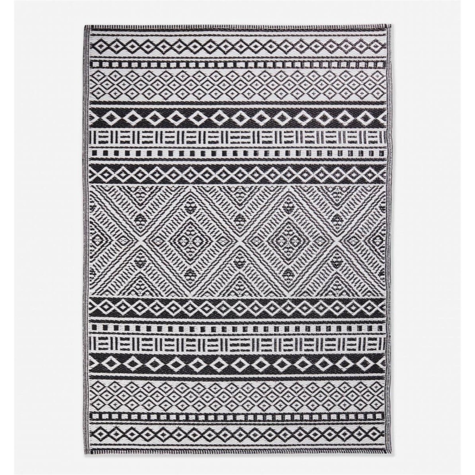 Black and White Geometric Outdoor Rug 4'x6'