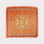 Orange Paisley Print Satin Square Scarf