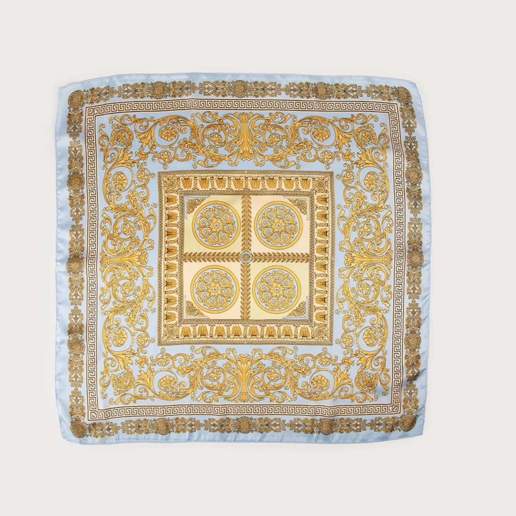 Sky Blue Paisley Square Satin Scarf