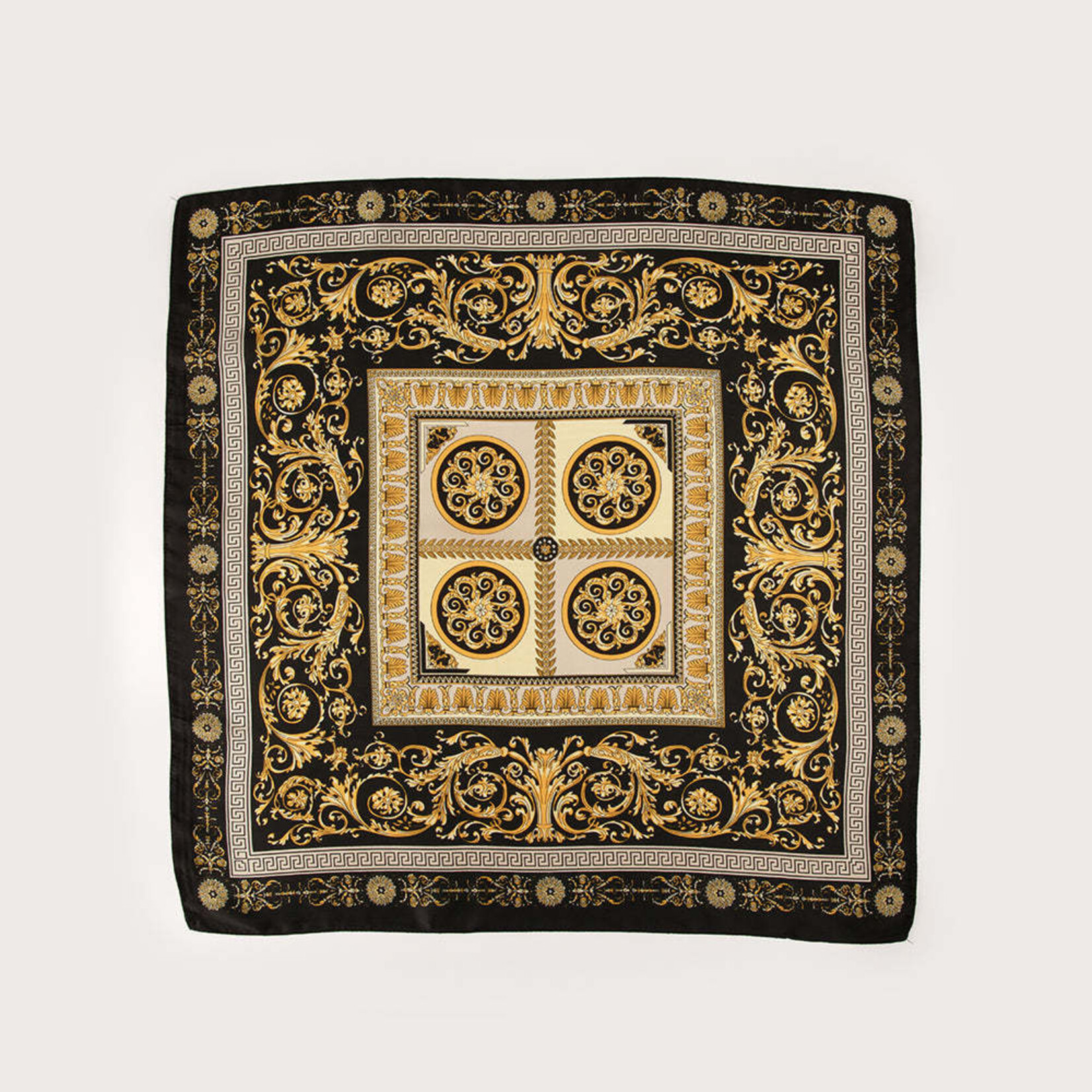 SATIN SQUARED SCARF WITH PAISLEY PRINT - Black