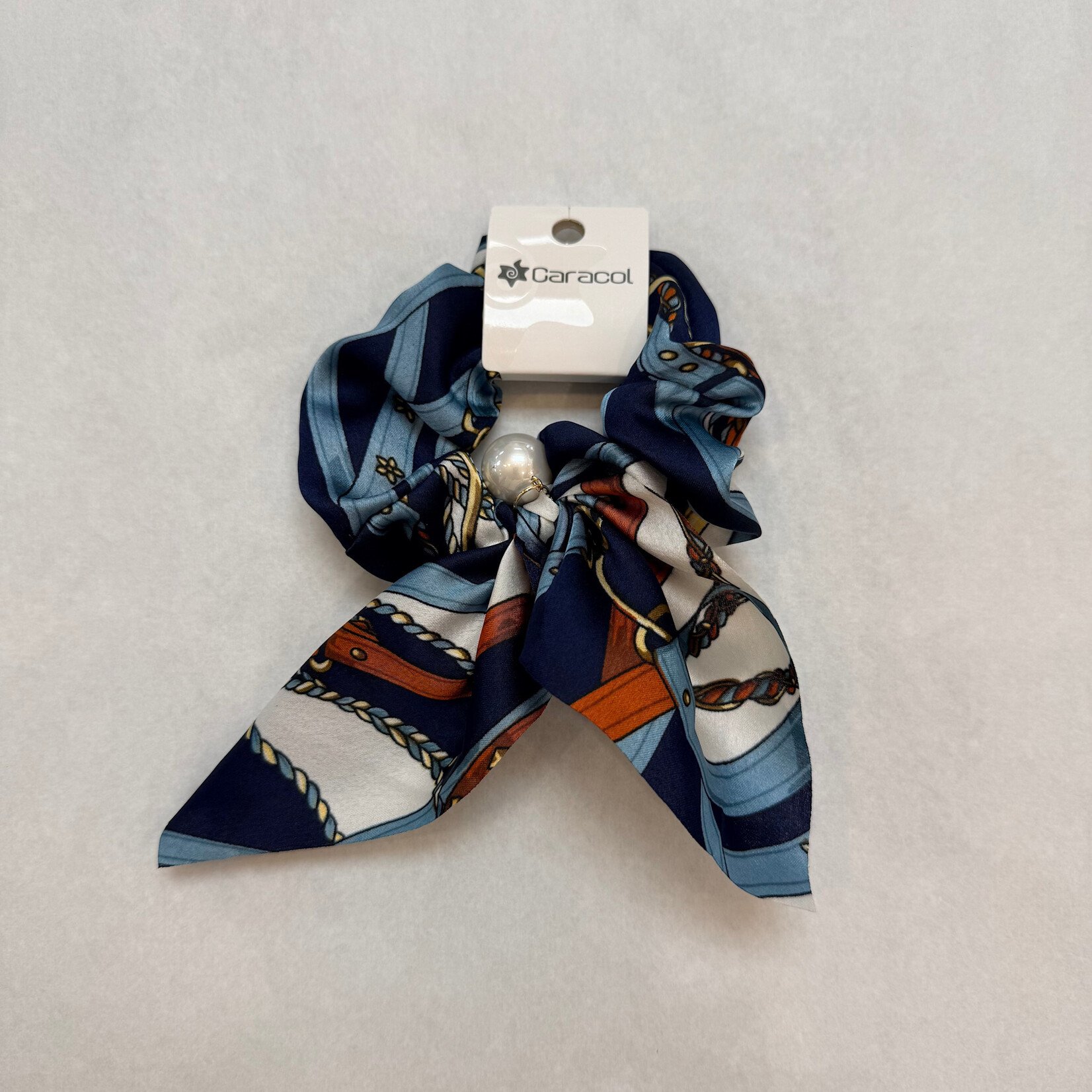 SATIN BOW TIE PRINTED WITH DECORATIVE PEARL - Navy