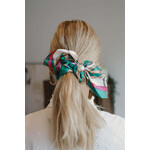 SATIN BOW TIE PRINTED WITH DECORATIVE PEARL - GREEN