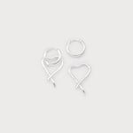 SMALL HEART ON HOOPS - silver