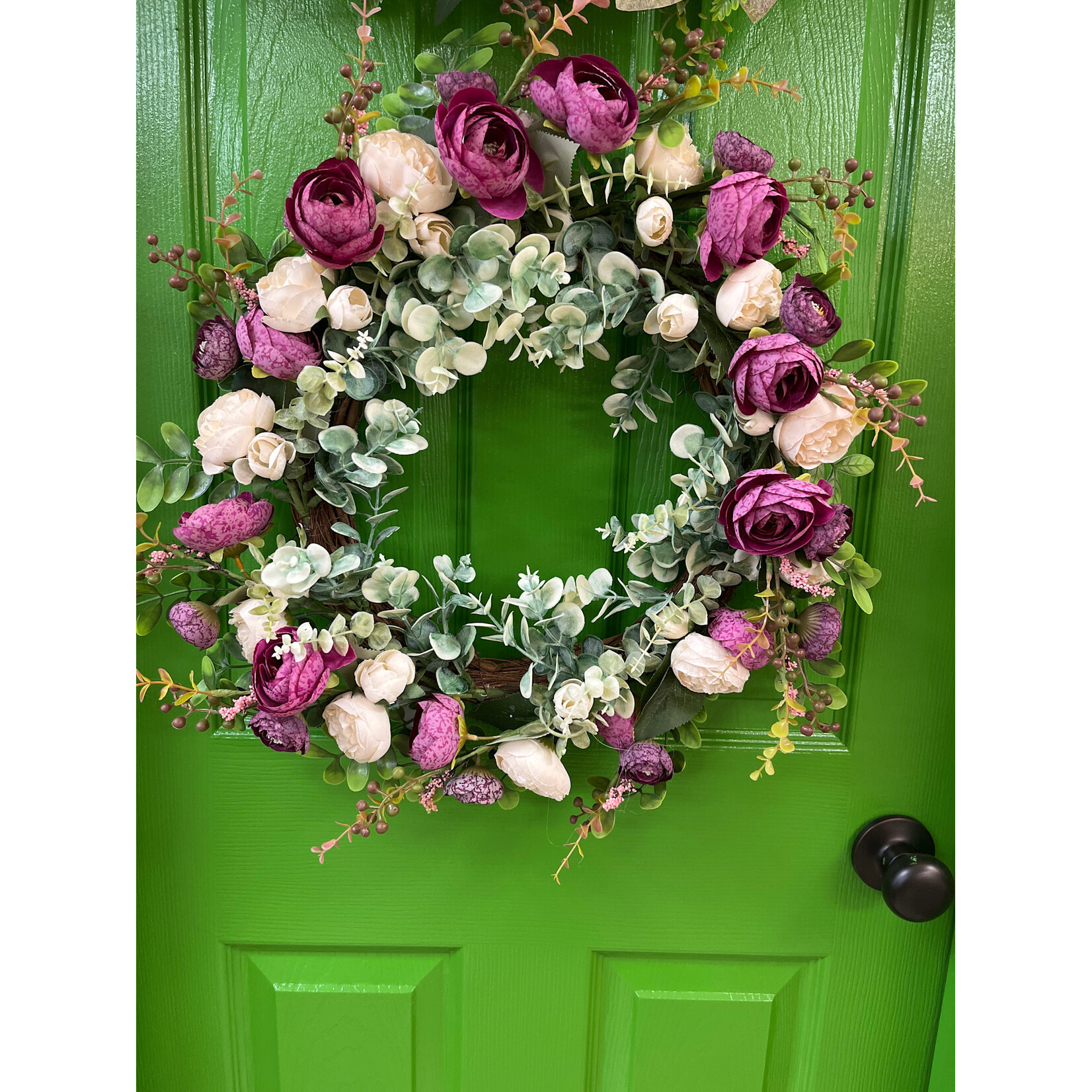 Wreath Vintage Rose 20" White/Pink