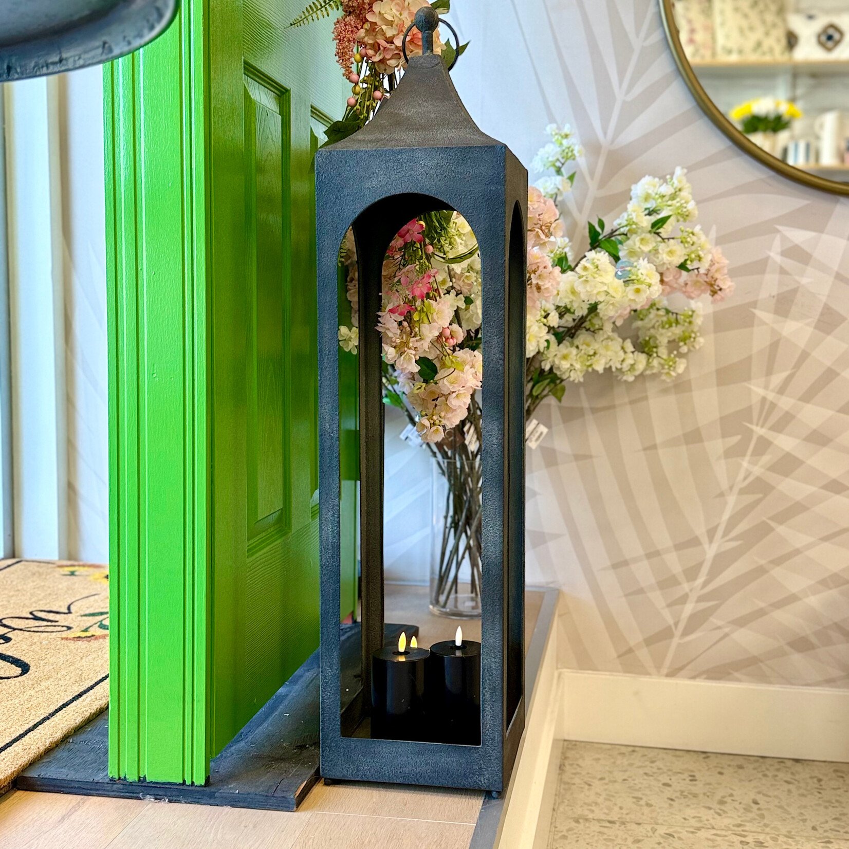 Metal Lantern - 8.5"x 36" Black Sand Finish - Large