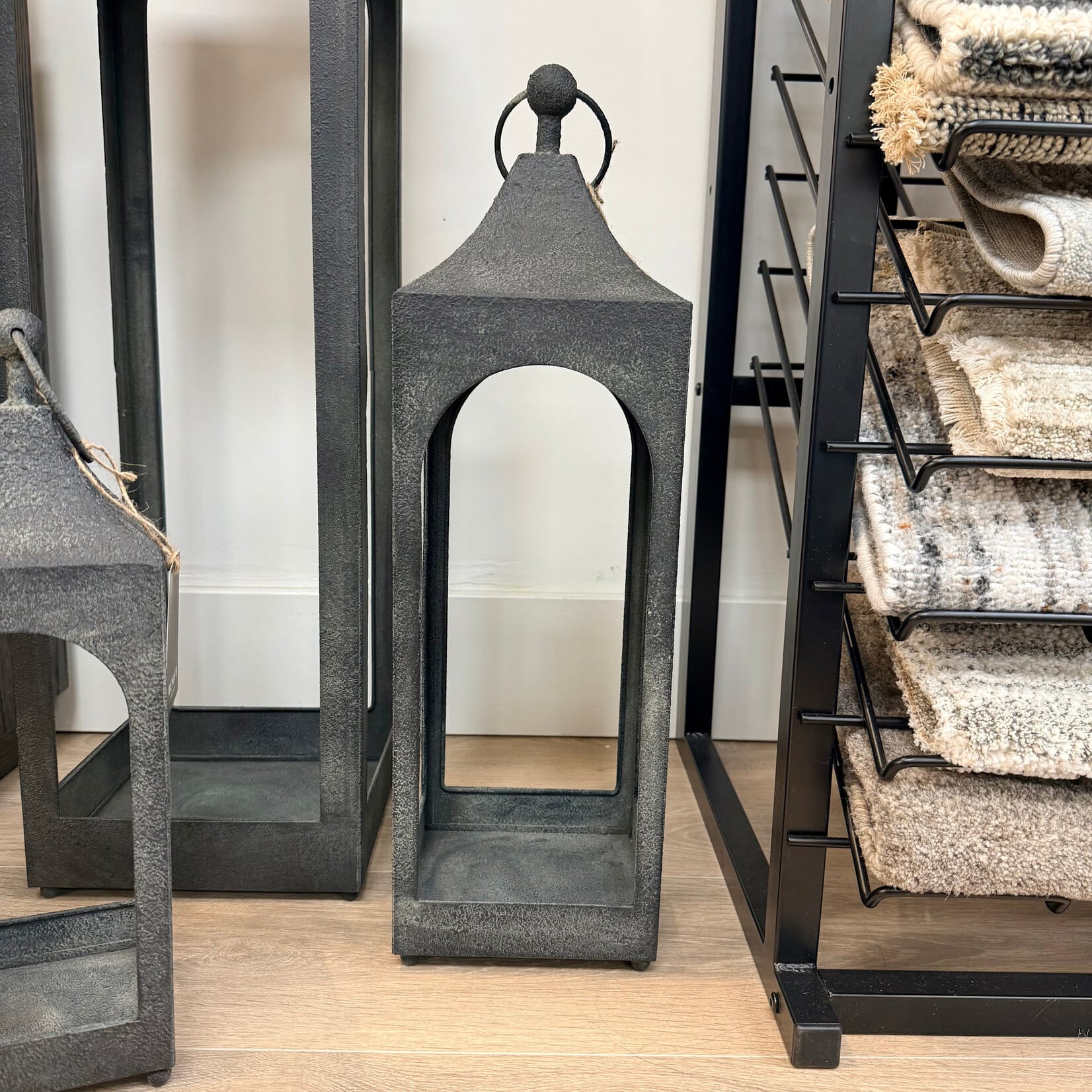 Metal Lantern - 6"x 21.5" Black Sand Finish - Medium