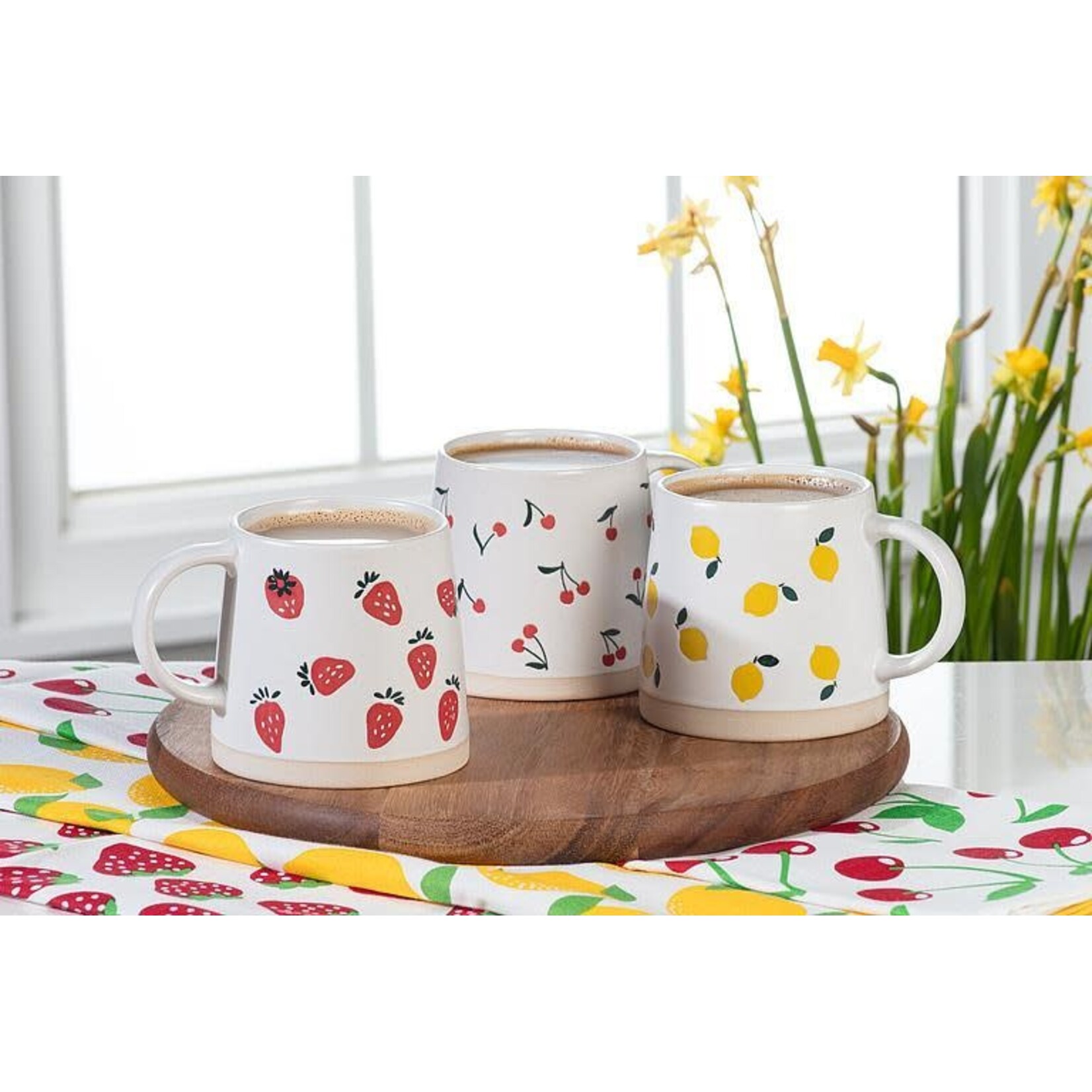 Wide Base Mug with Cherries