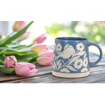 Wide Base Mug with Leaves & Birds