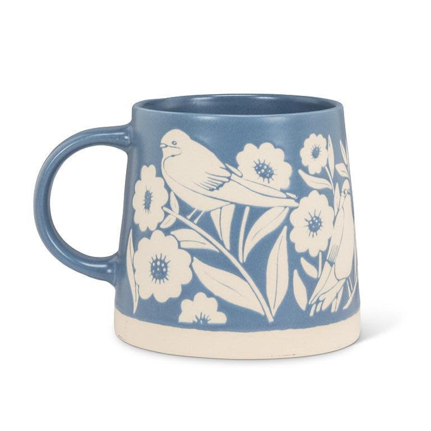 Wide Base Mug with Leaves & Birds