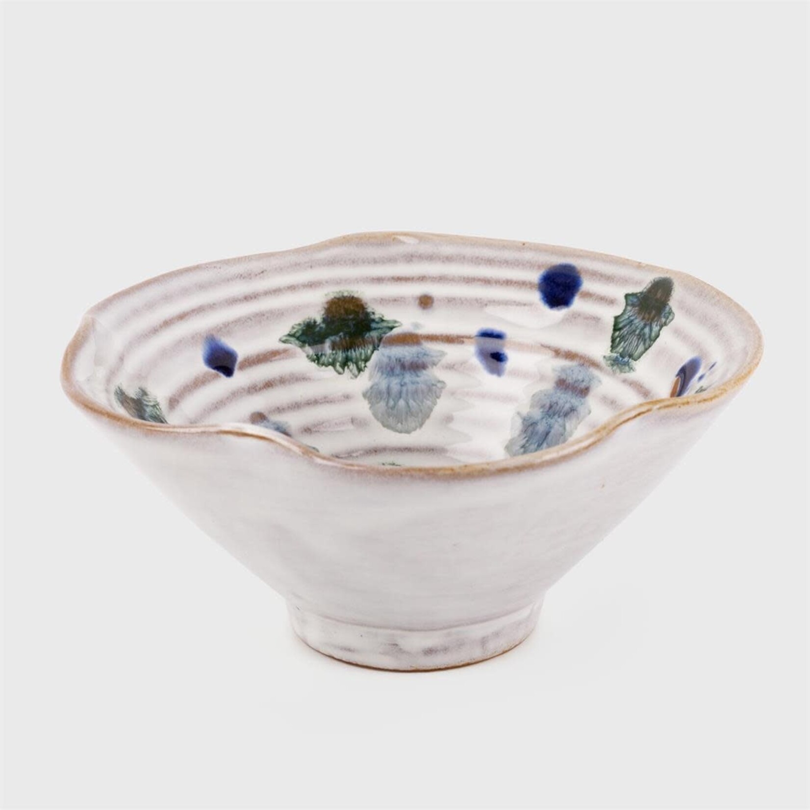 Mottled Glaze Ceramic Bowl 5" D