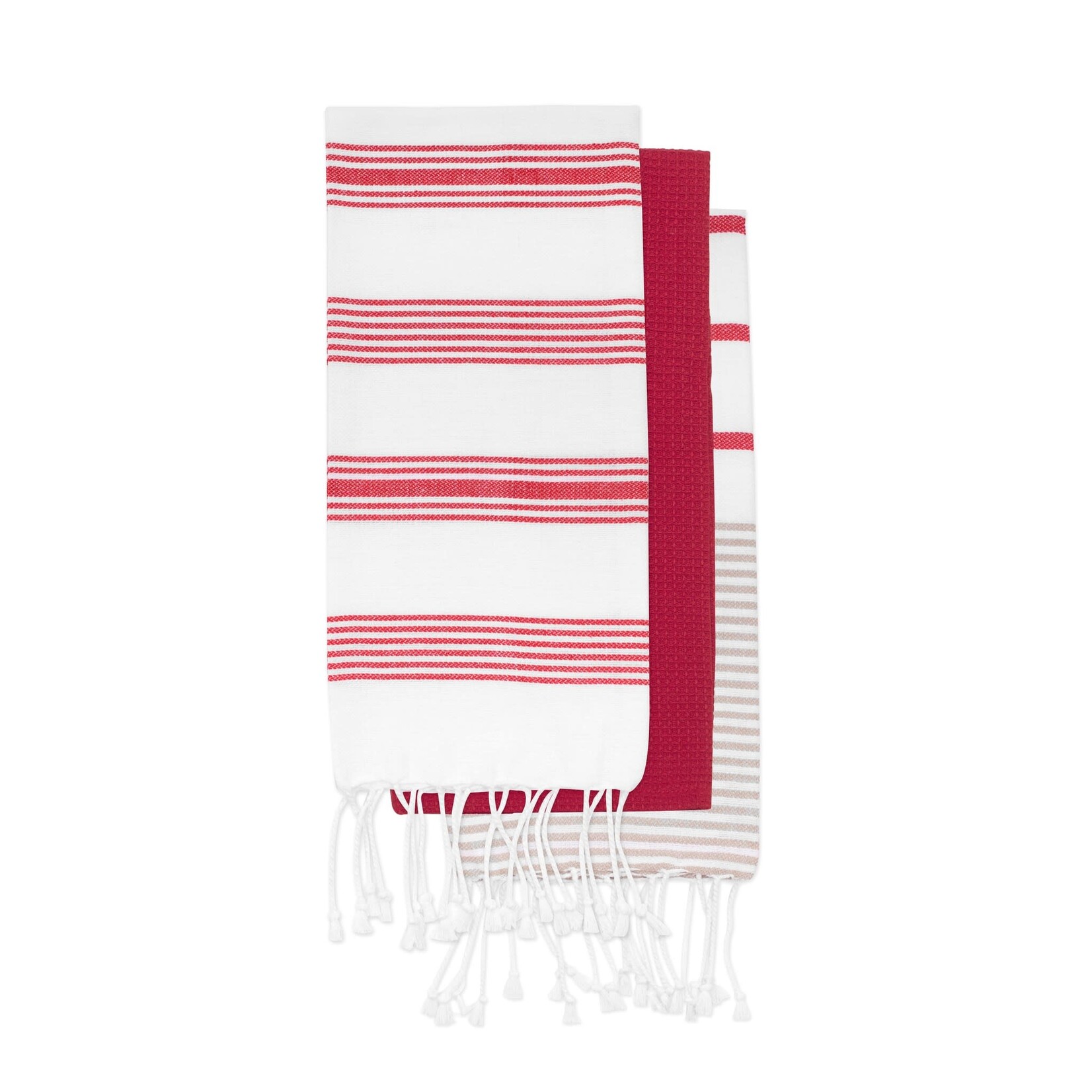 Cabo Tea Towel Set of 3 - Red.