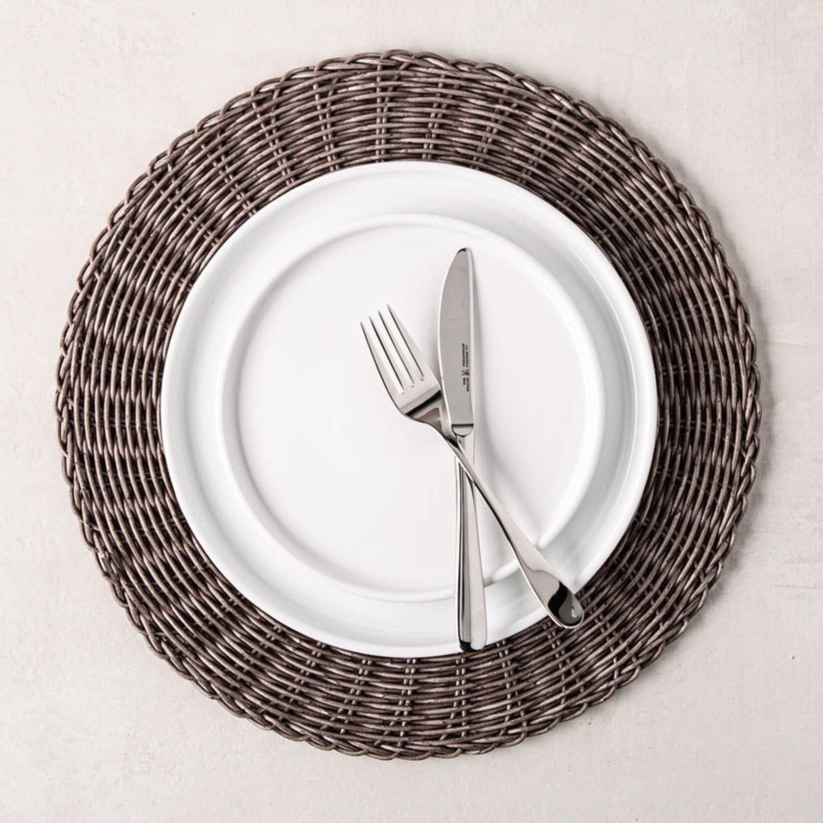 Graceful Woven Grey PolyRattan Placemat 15" Round