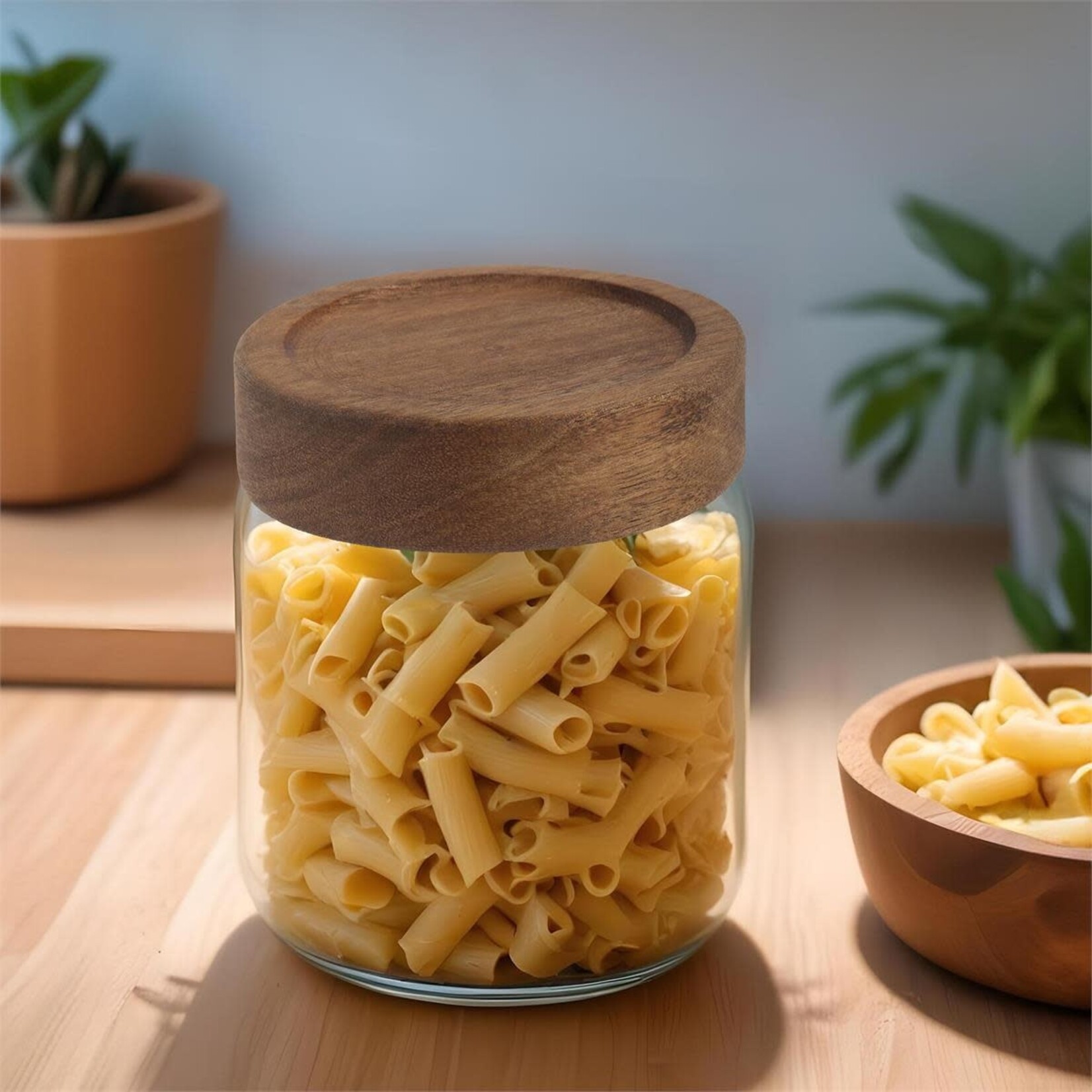 Glass storage Jar w/ Acacia Wood Lid 600ml
