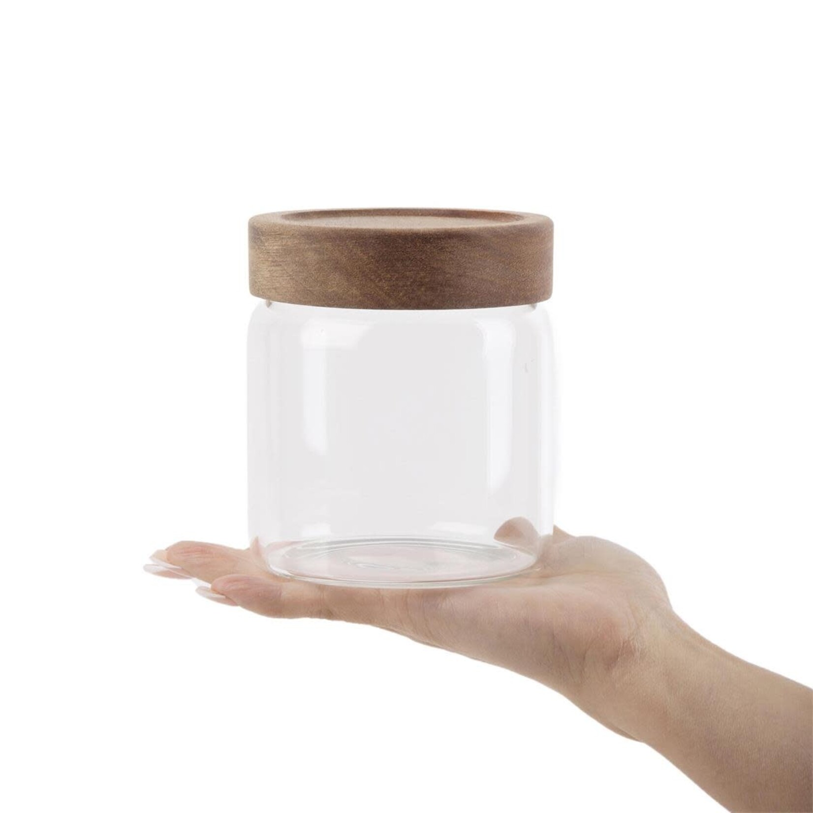 Glass storage Jar w/ Acacia Wood Lid 600ml