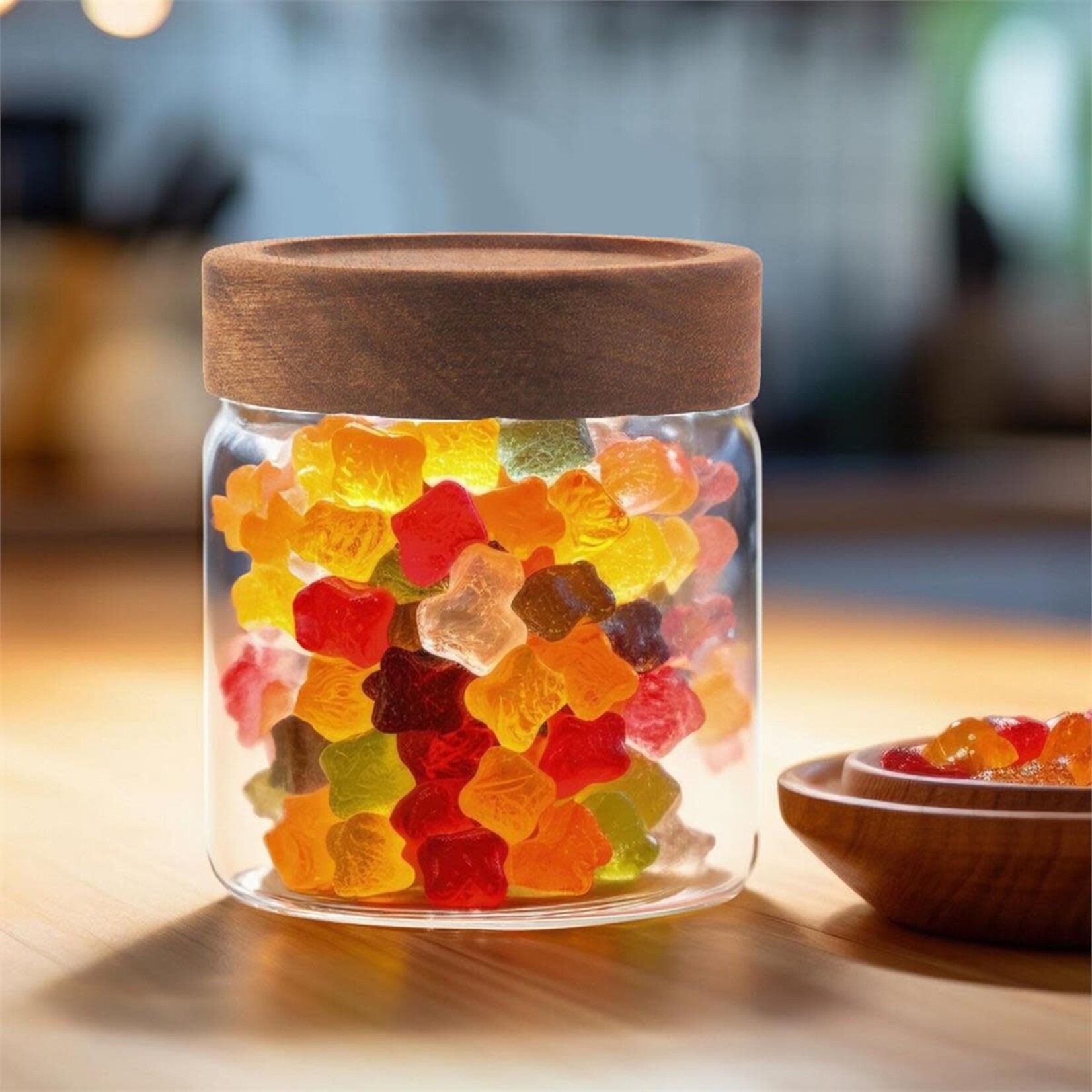 Glass storage Jar w/ Acacia Wood Lid 850ml