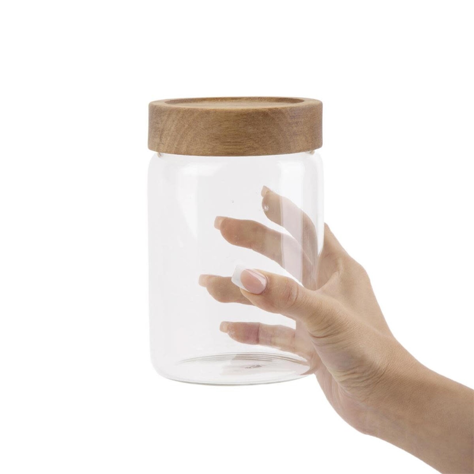 Glass storage Jar w/ Acacia Wood Lid 850ml