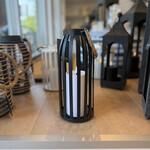 METAL LANTERN W/LED CANDLE 5"X11" 2AA W/TIMER BLACK