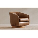 Oscy Leather Swivel Chair Tan
