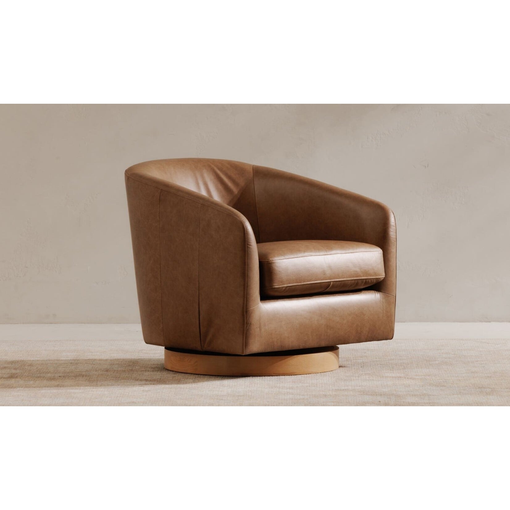 Oscy Leather Swivel Chair Tan