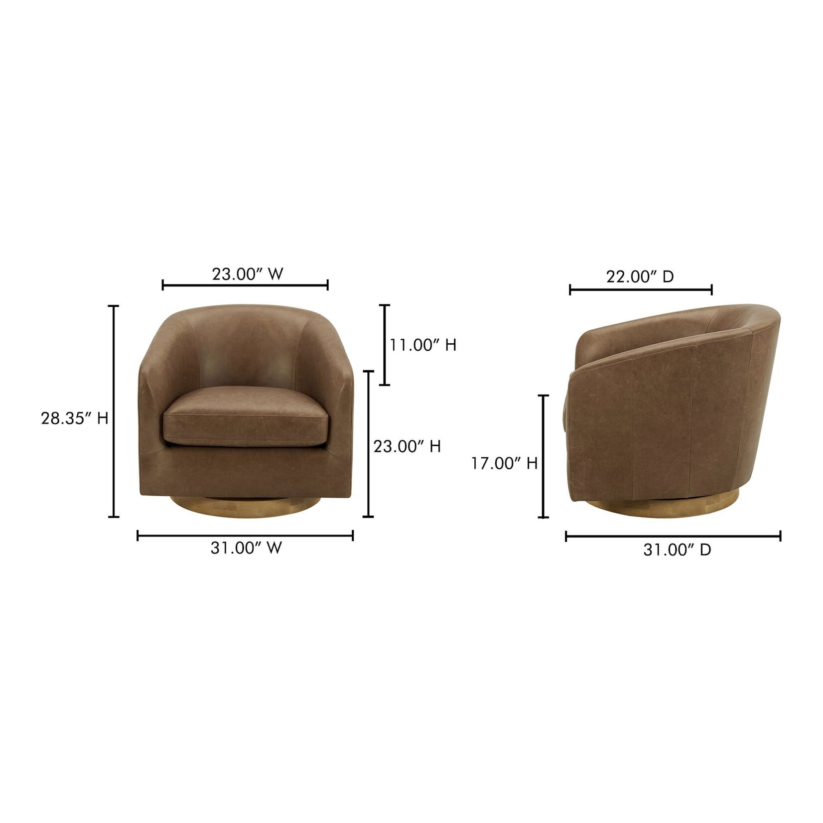 Oscy Leather Swivel Chair Tan