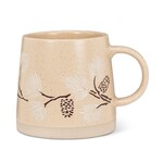Wide Base Mug with Branches & Pinecones