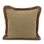 Fur Trim Square Pillow - Moss