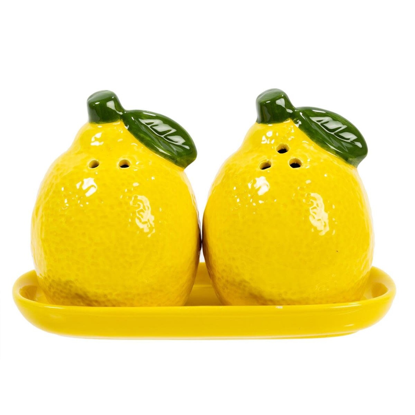 Lemon Salt & Pepper Shakers on Tray